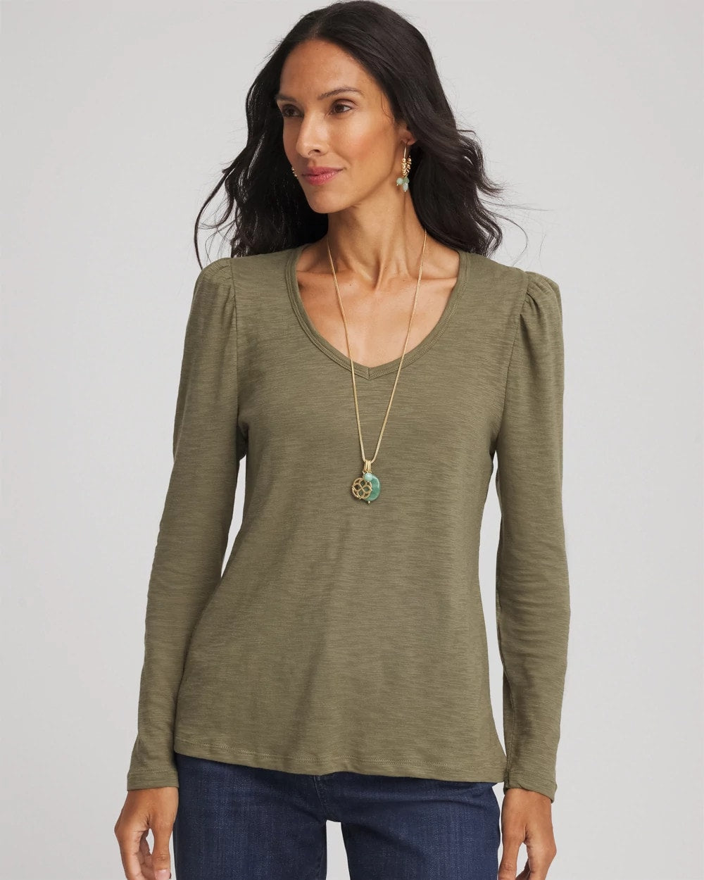 Chico's New | Slub Puff-Sleeve Tee