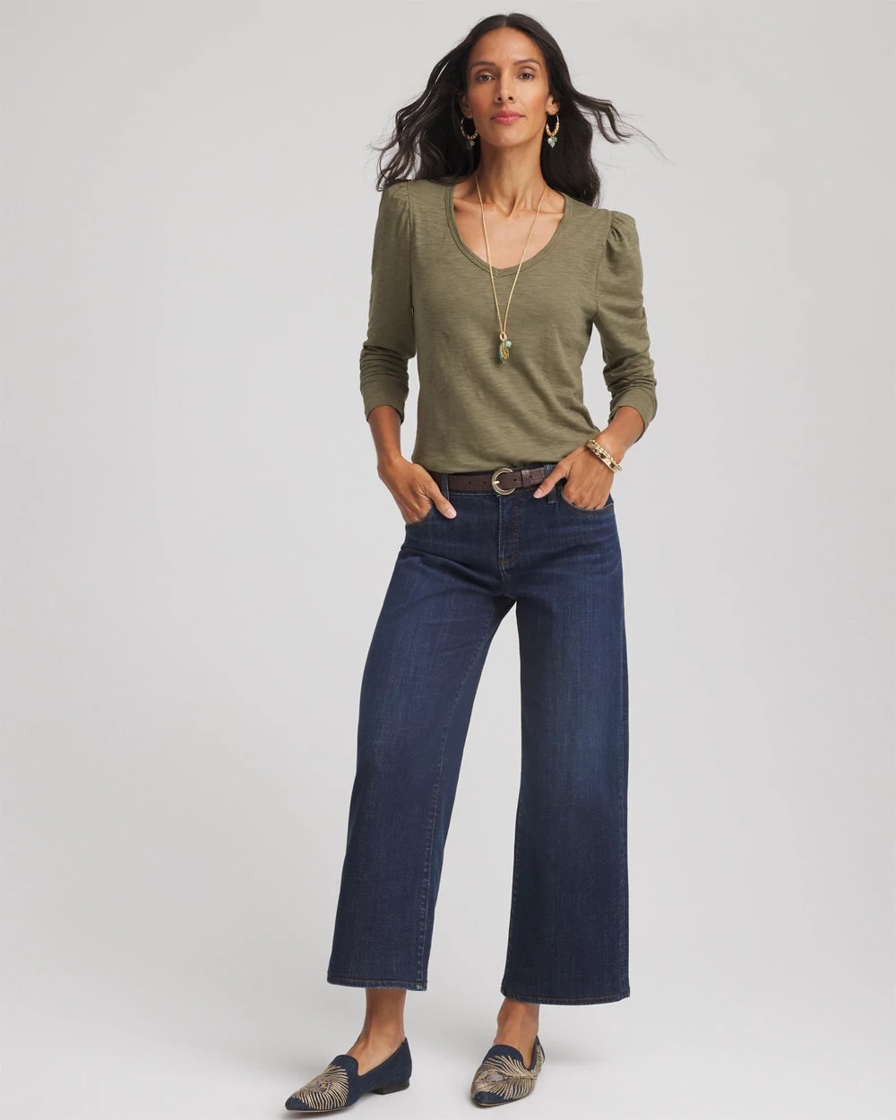 Chico's New | Slub Puff-Sleeve Tee