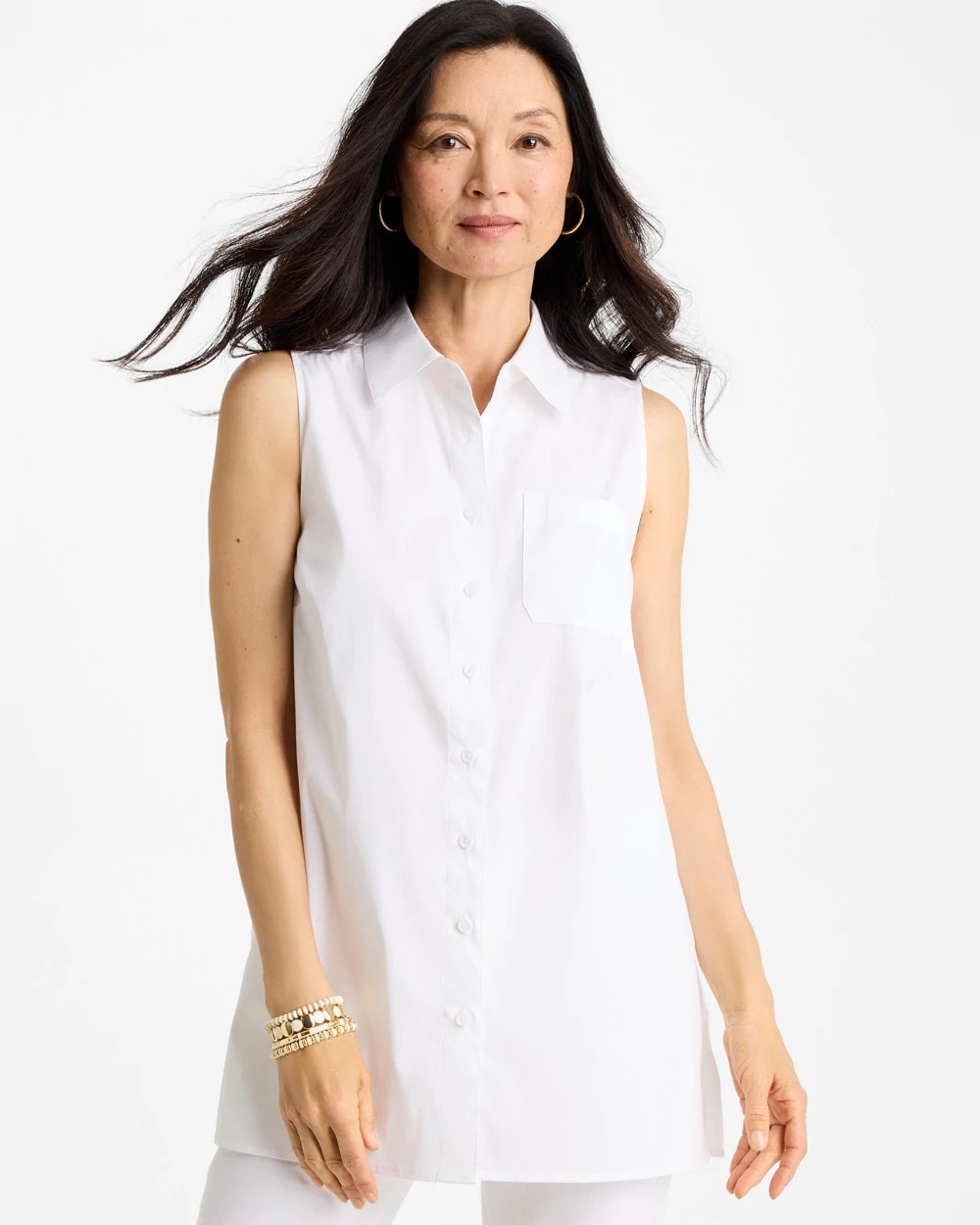 Chico's Signature | Poplin Cotton Collared Tunic