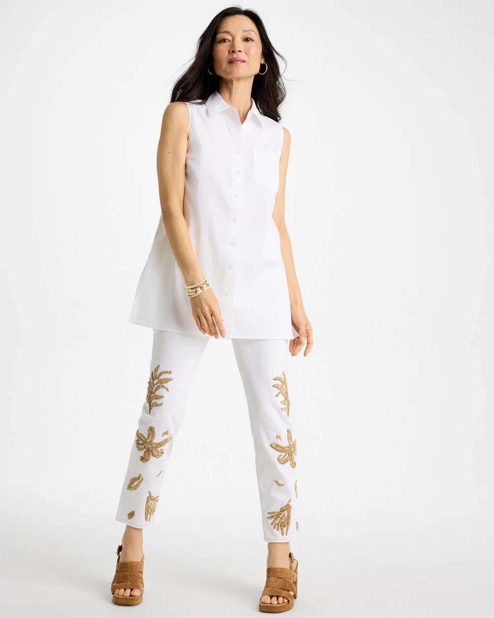 Chico's Signature | Poplin Cotton Collared Tunic