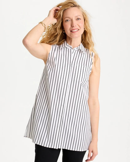 Chico's Best Price | Poplin Cotton Collared Striped Tunic