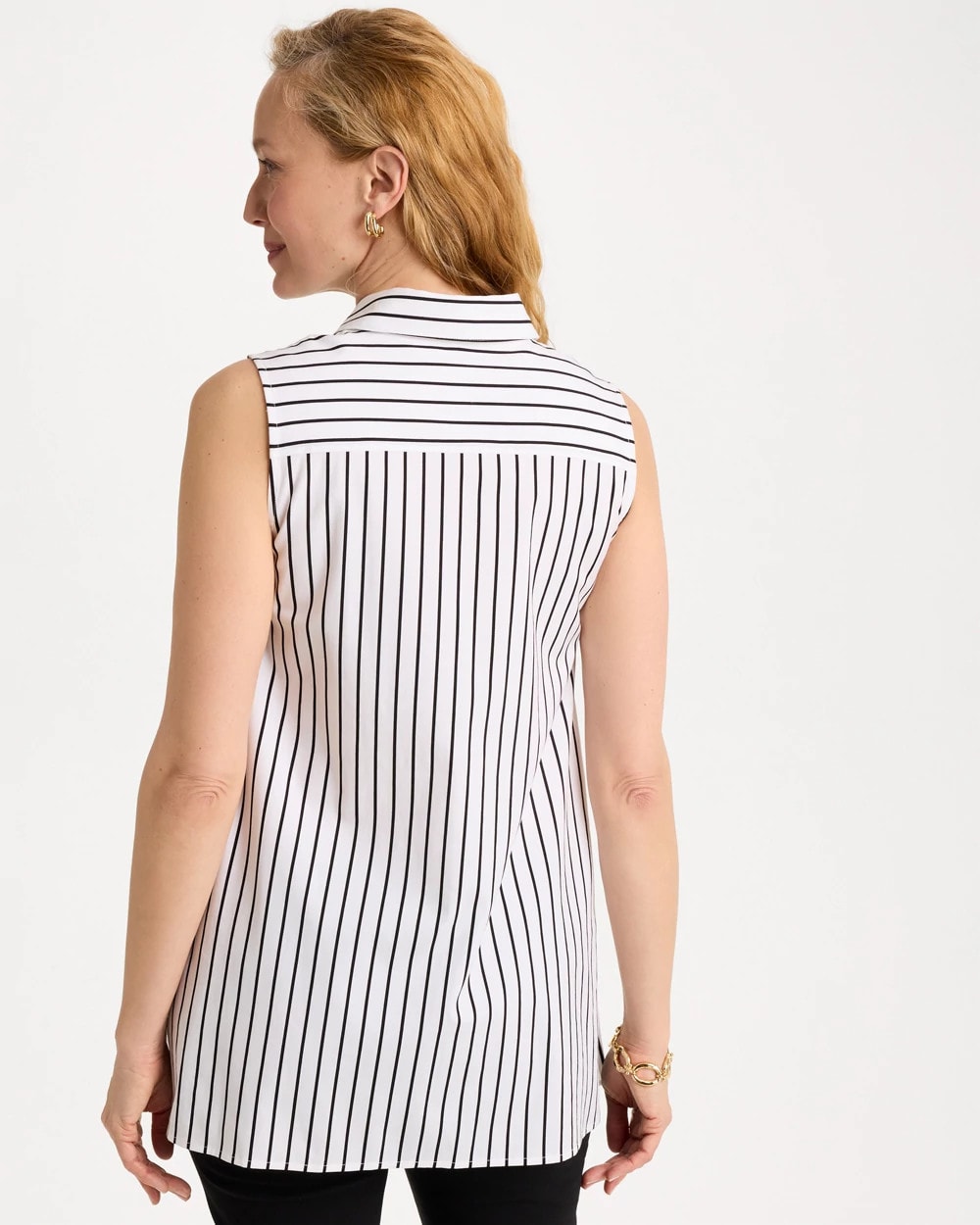 Chico's Best Price | Poplin Cotton Collared Striped Tunic