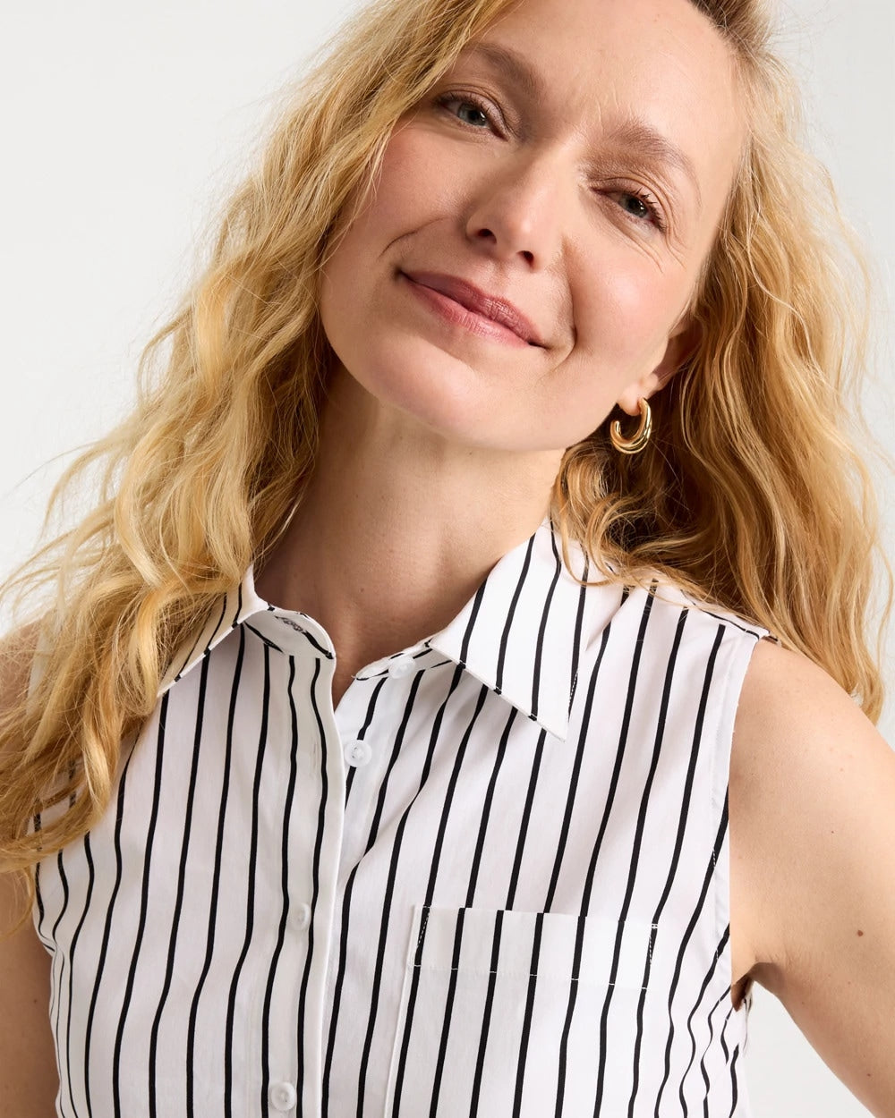 Chico's Best Price | Poplin Cotton Collared Striped Tunic