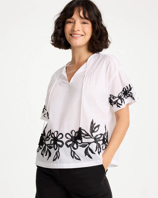 Chico's Best Price | Cotton Voile Applique Blouse