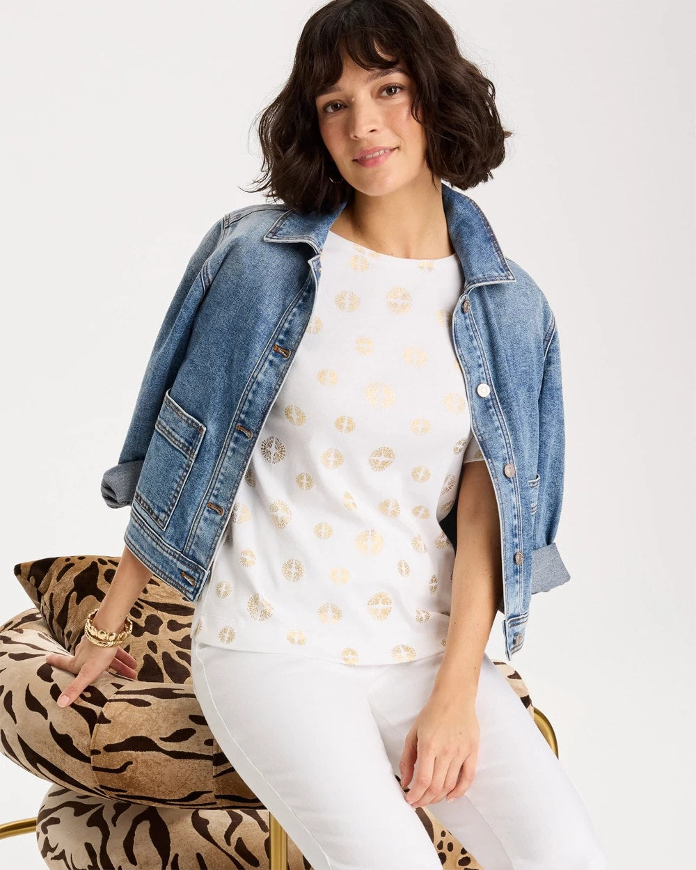 Chico's Latest | Stamped Pima Elbow Sleeve Tee