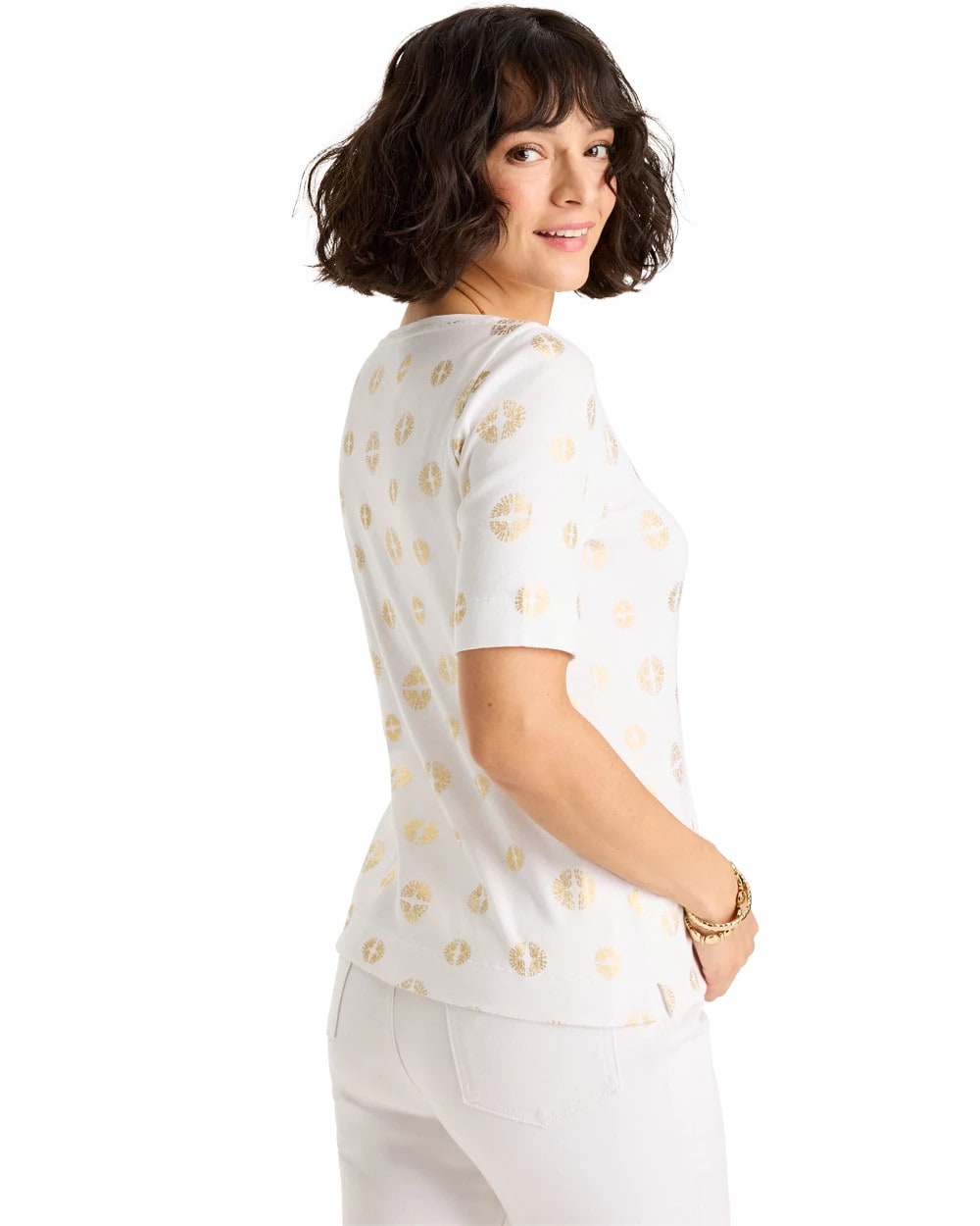 Chico's Latest | Stamped Pima Elbow Sleeve Tee
