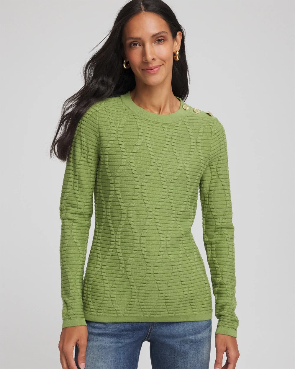Chico's Best Seller | Button Shoulder Crewneck Pullover