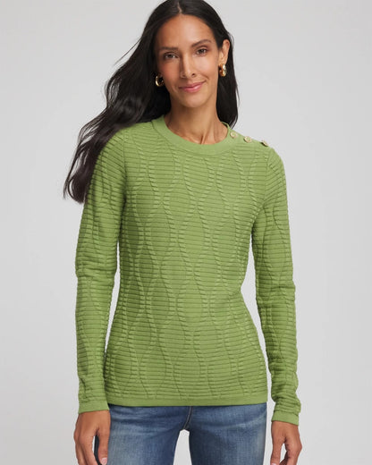 Chico's Best Seller | Button Shoulder Crewneck Pullover