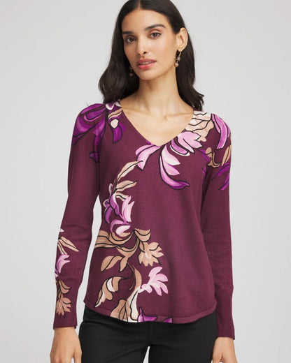 Chico's Premium | Ella V-Neck Artisanal Pullover Sweater