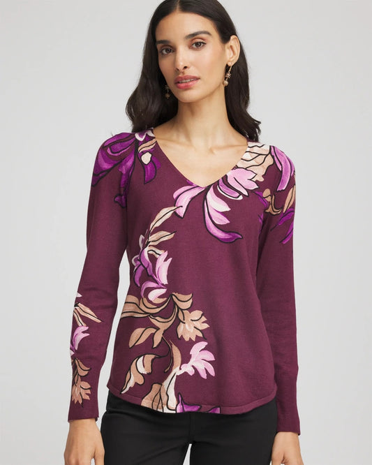 Chico's Premium | Ella V-Neck Artisanal Pullover Sweater