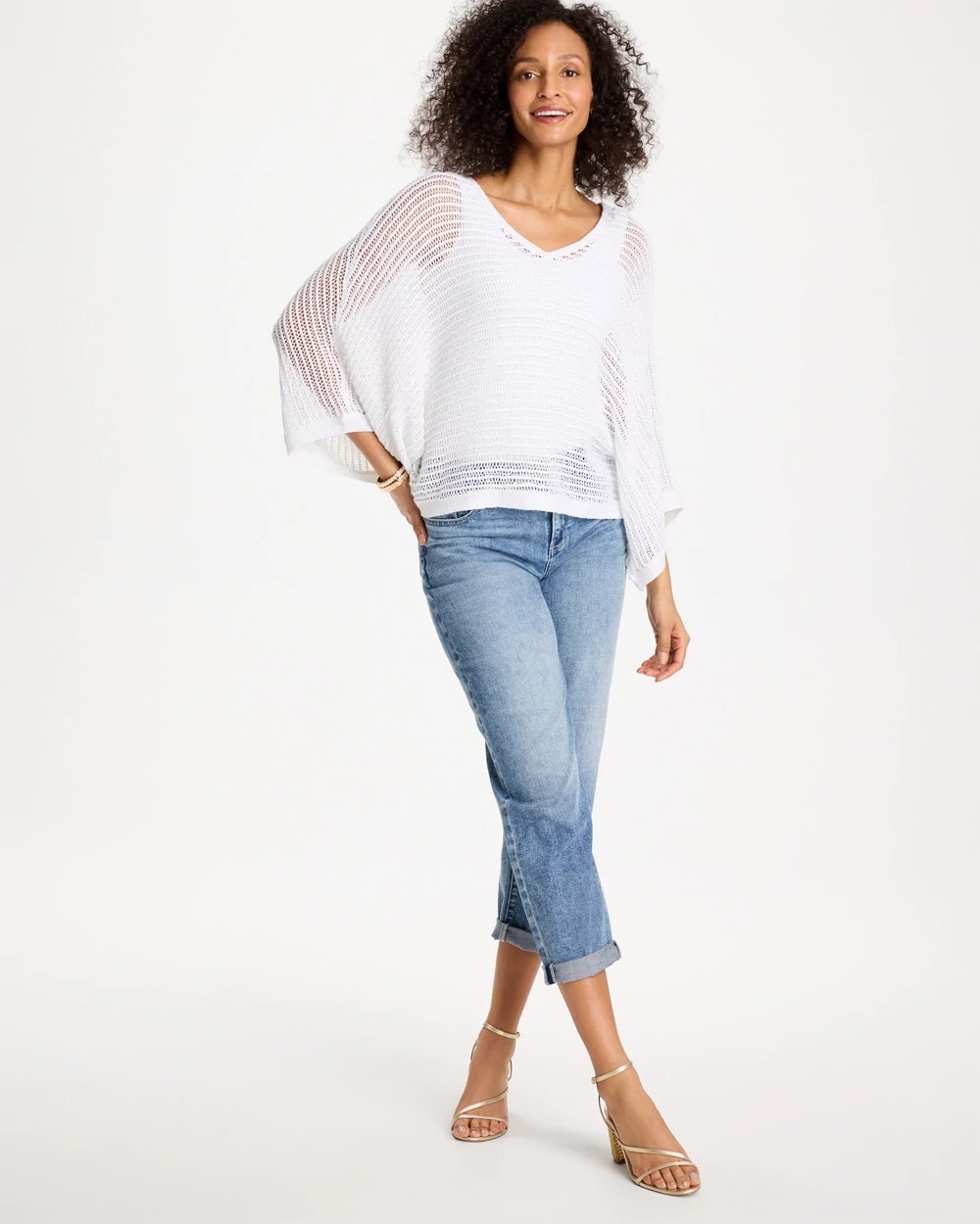 Chico's Value | V-Neck Metallic Knit Poncho