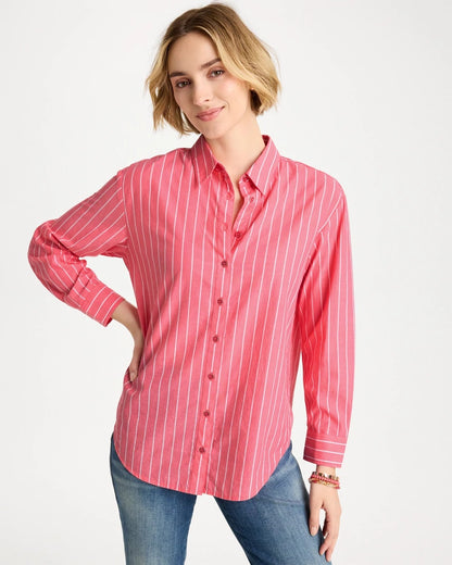 Chico's Quality | Cotton Voile Collared Striped Shirt