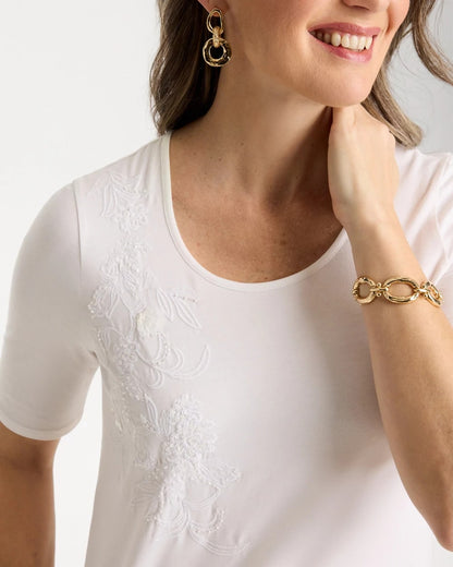 Chico's Great Value | Sequin Embroidered Floral Tee
