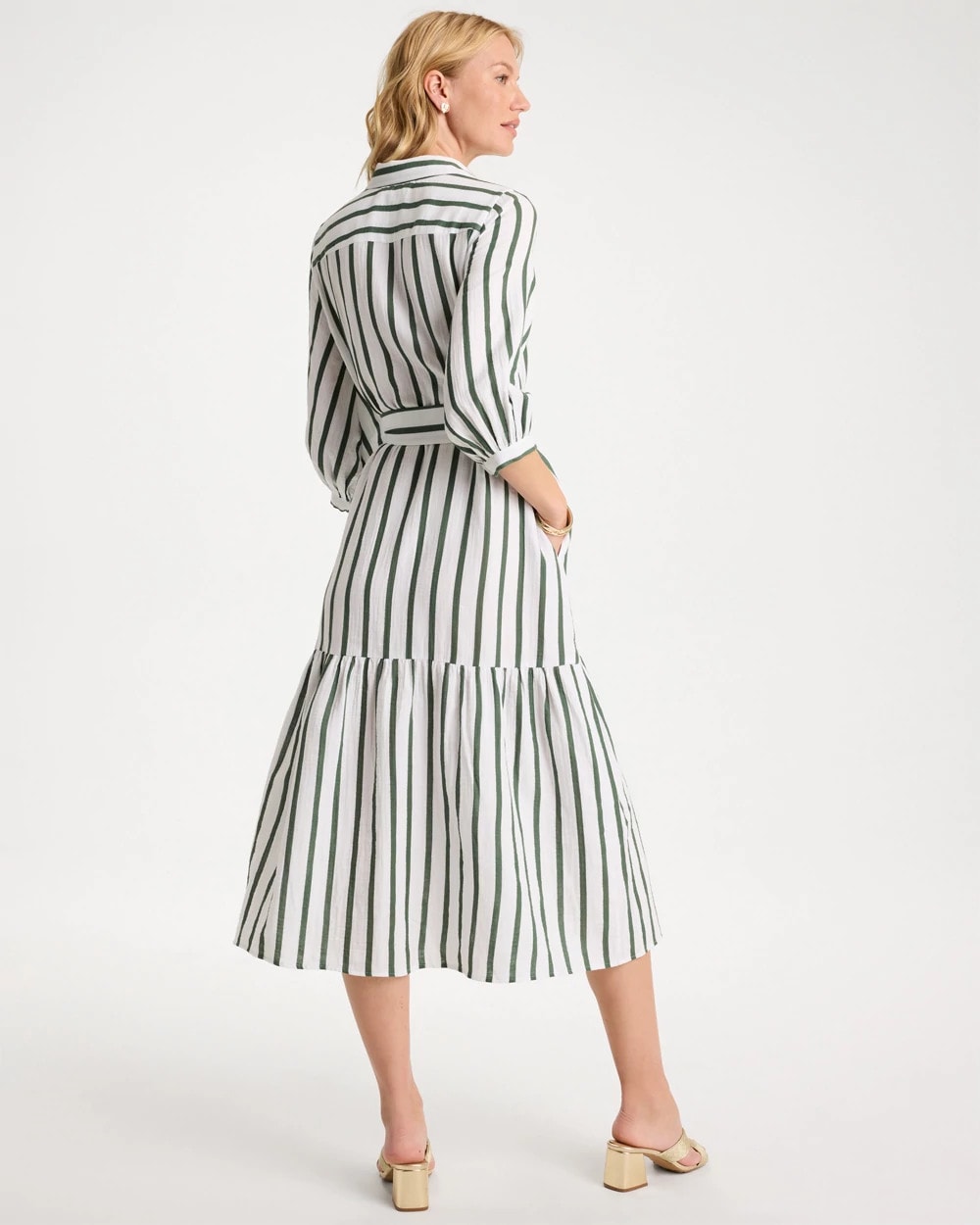 Chico's Trusted | Striped Cotton-Gauze Shirtdress