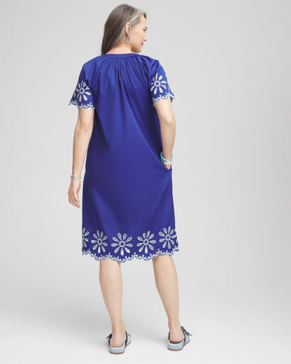 Chico's Signature | Embroidered Poplin Popover Dress