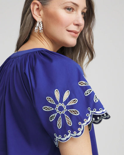 Chico's Signature | Embroidered Poplin Popover Dress