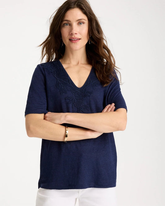 Chico's Best Price | Flora Lace V-Neck Tee