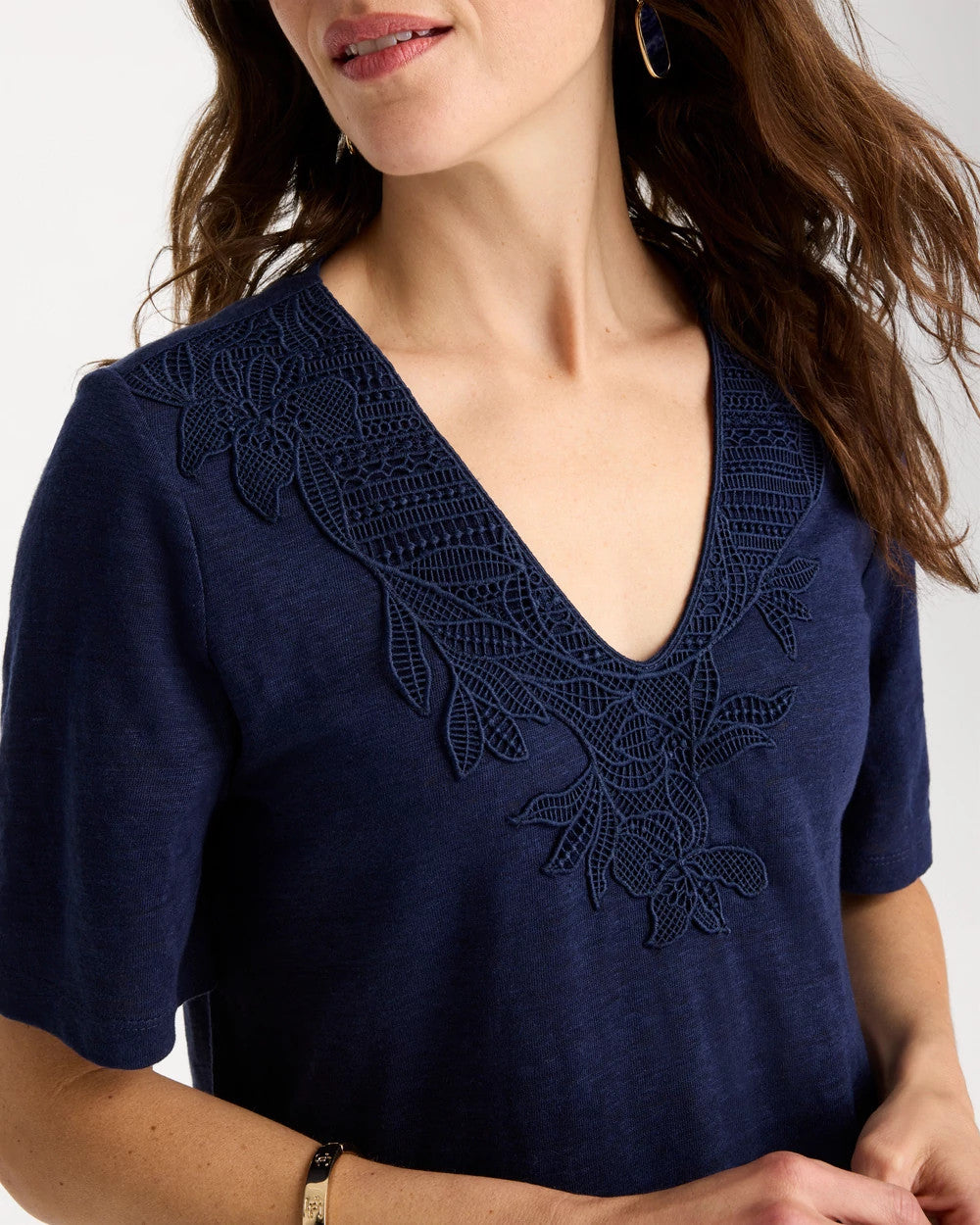 Chico's Best Price | Flora Lace V-Neck Tee