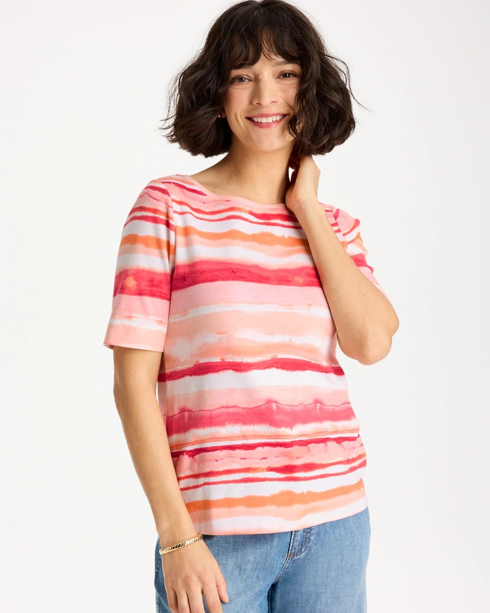 Chico's Deals | Grotto Mist Pima Elbow Sleeve Tee
