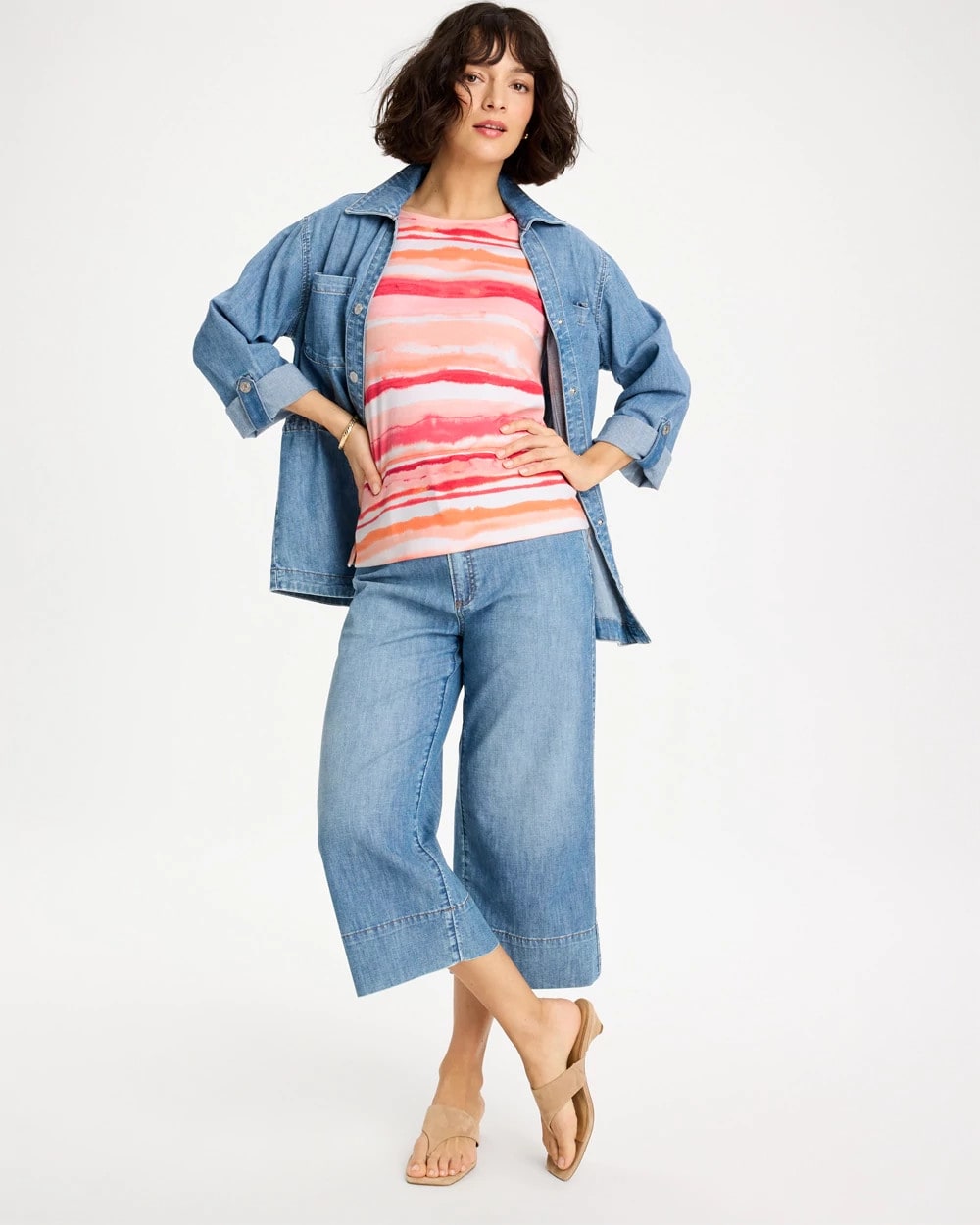 Chico's Deals | Grotto Mist Pima Elbow Sleeve Tee