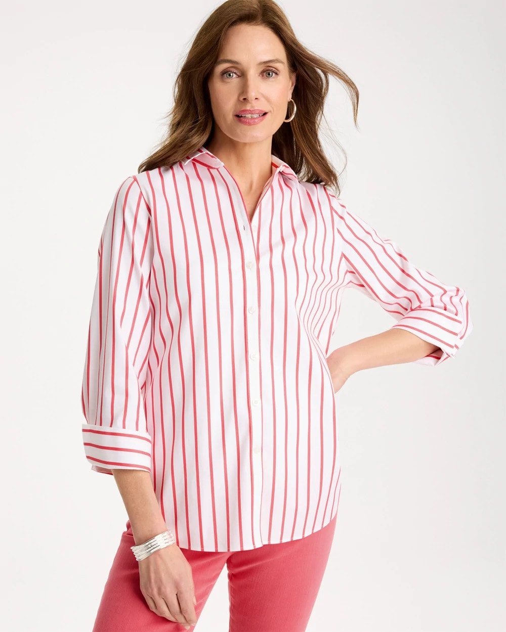 Chico's Signature | No Iron™ Stretch Striped Shirt