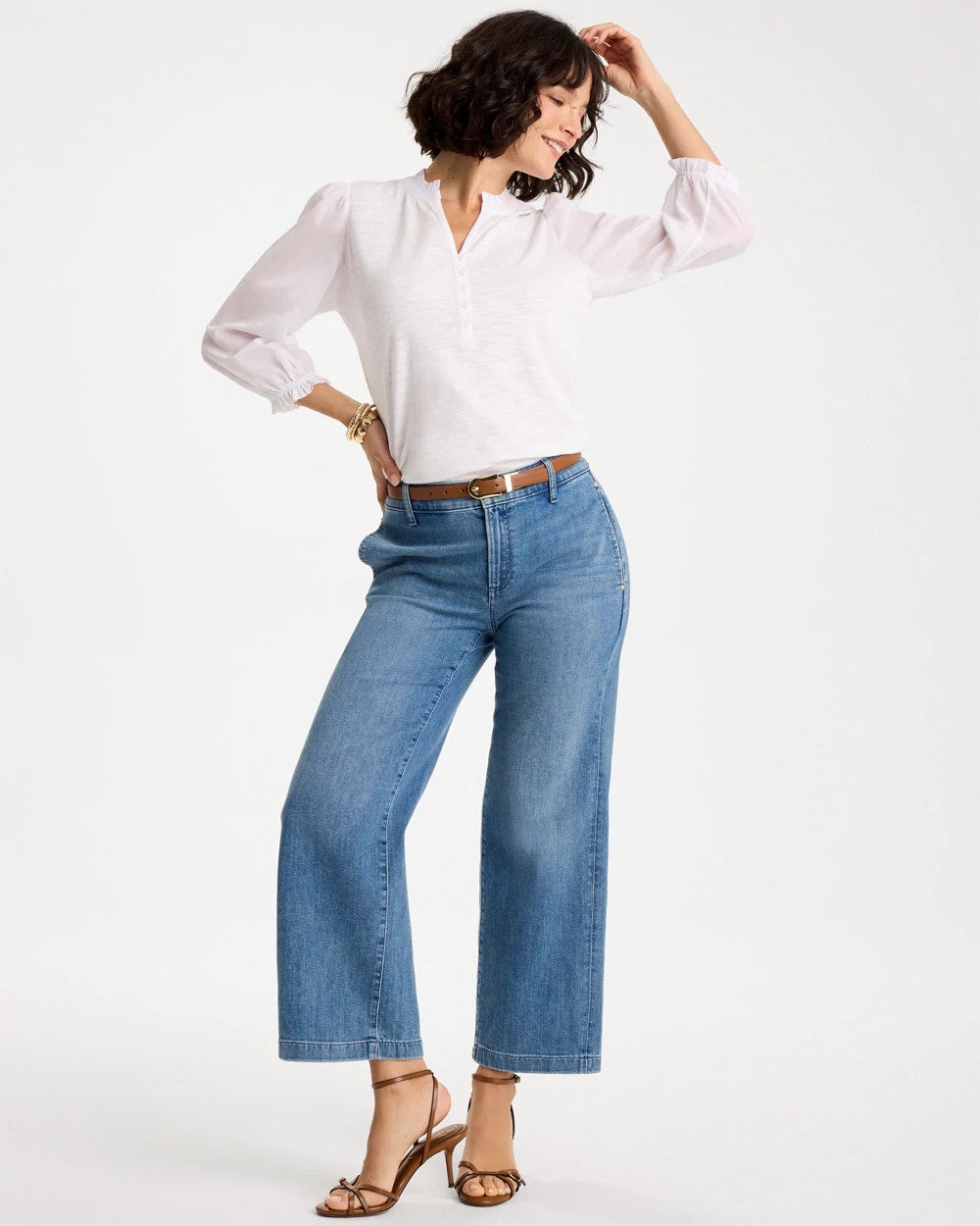 Chico's Trending | Ruffled V-Neck 3/4 Sleeve Top