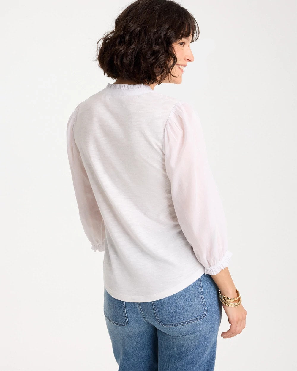 Chico's Trending | Ruffled V-Neck 3/4 Sleeve Top