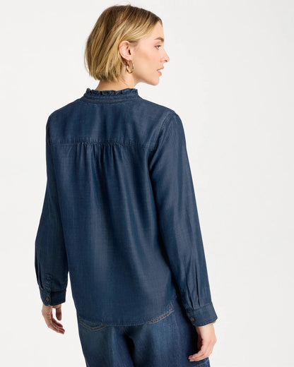 Chico's Discount | Tencel Denim Ruffled Popover Shirt