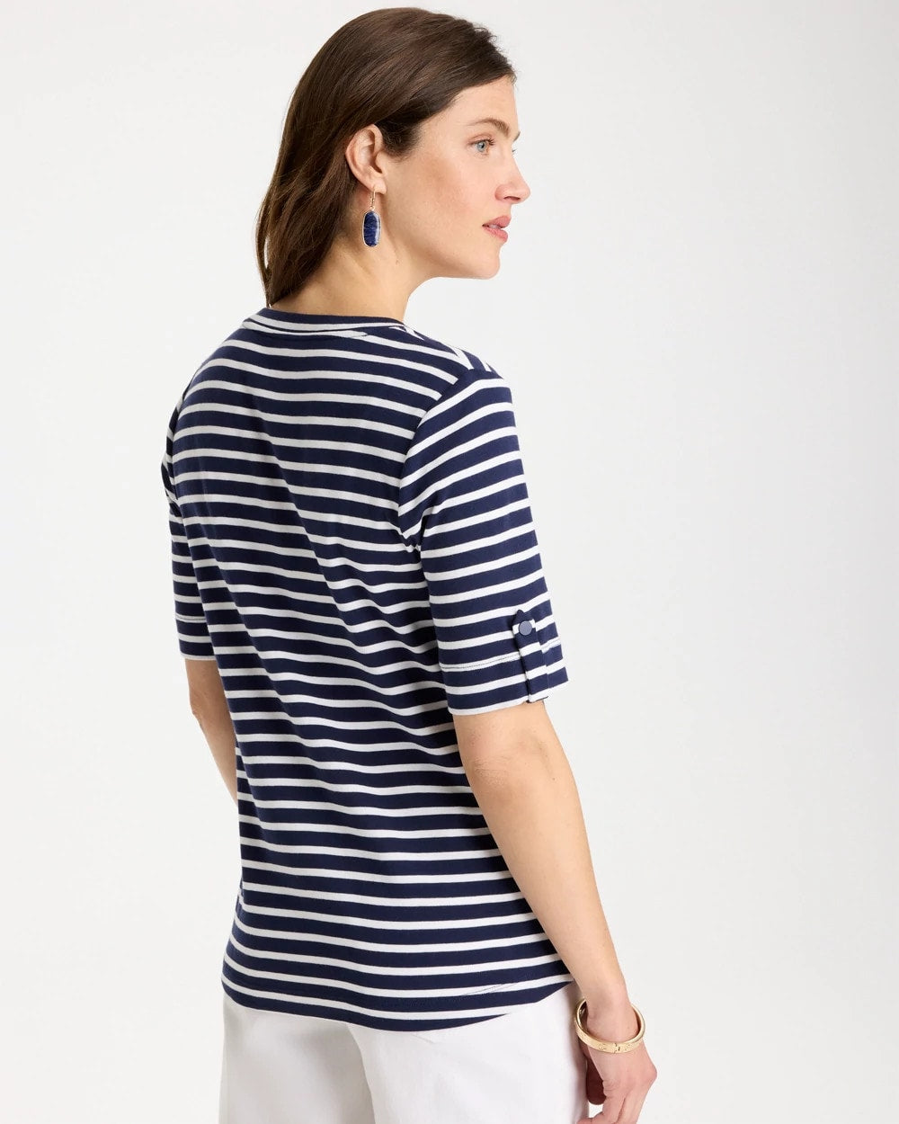 Chico's Everyday | Pima Striped Elbow Sleeve Tee