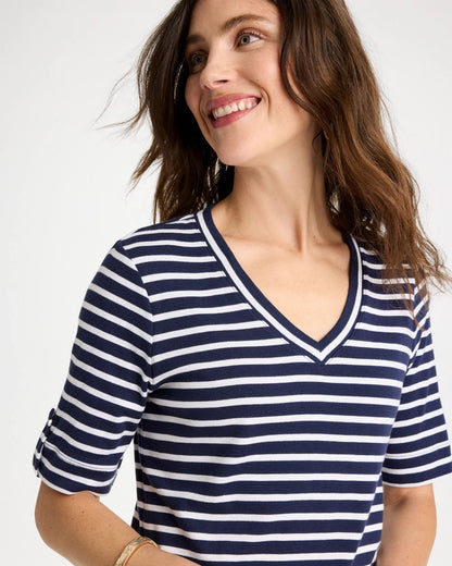 Chico's Everyday | Pima Striped Elbow Sleeve Tee