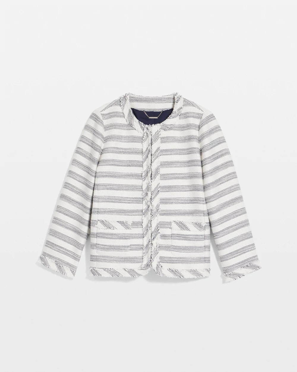 Chico's Signature | Striped Tweed Collarless Box Jacket