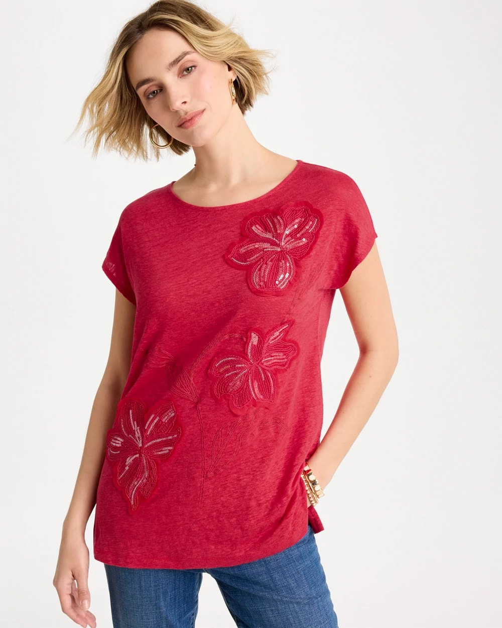 Chico's Hot Sale | Linen Embellished Sequin Tunic
