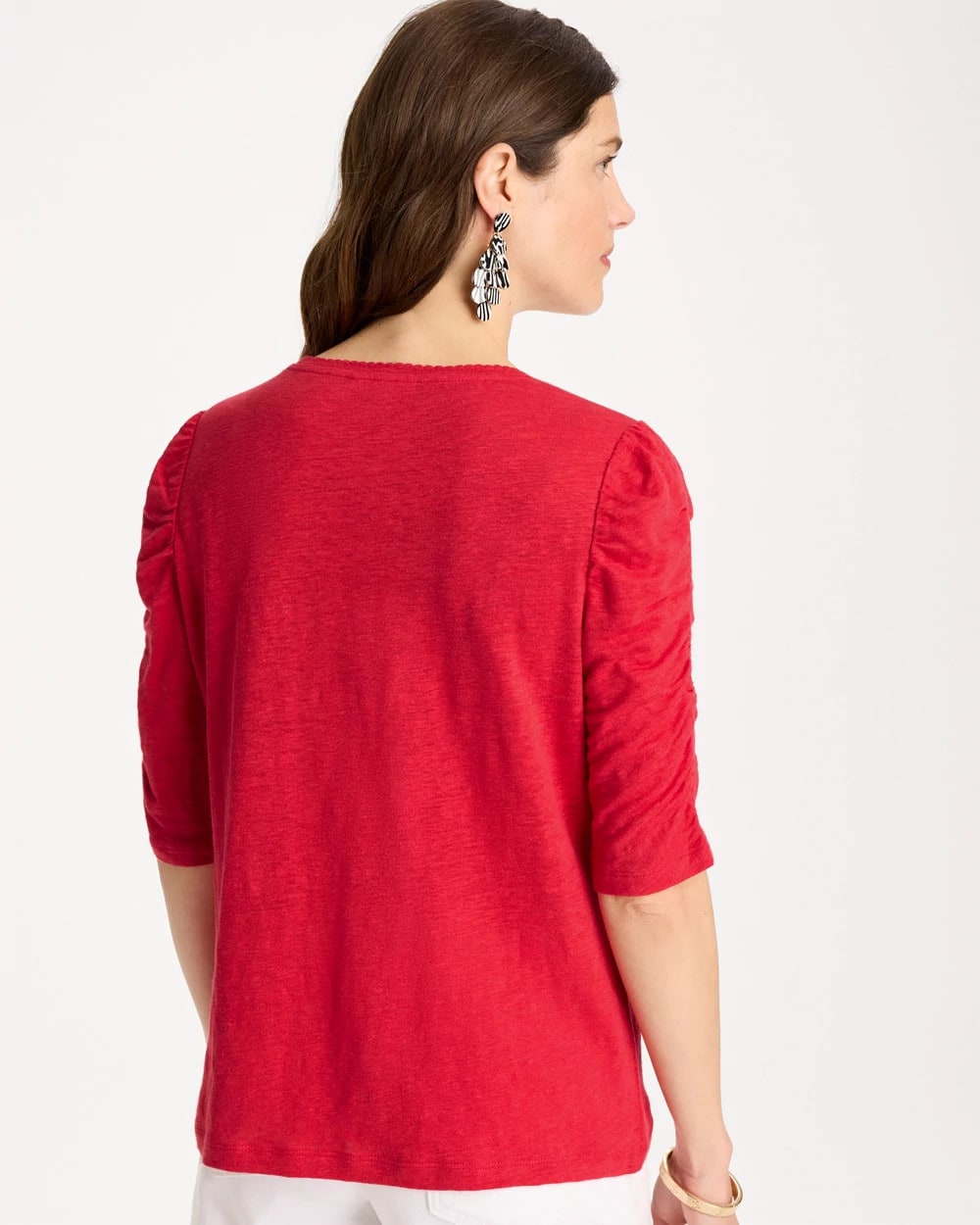 Chico's Everyday | Linen Ruched Sleeve Tee