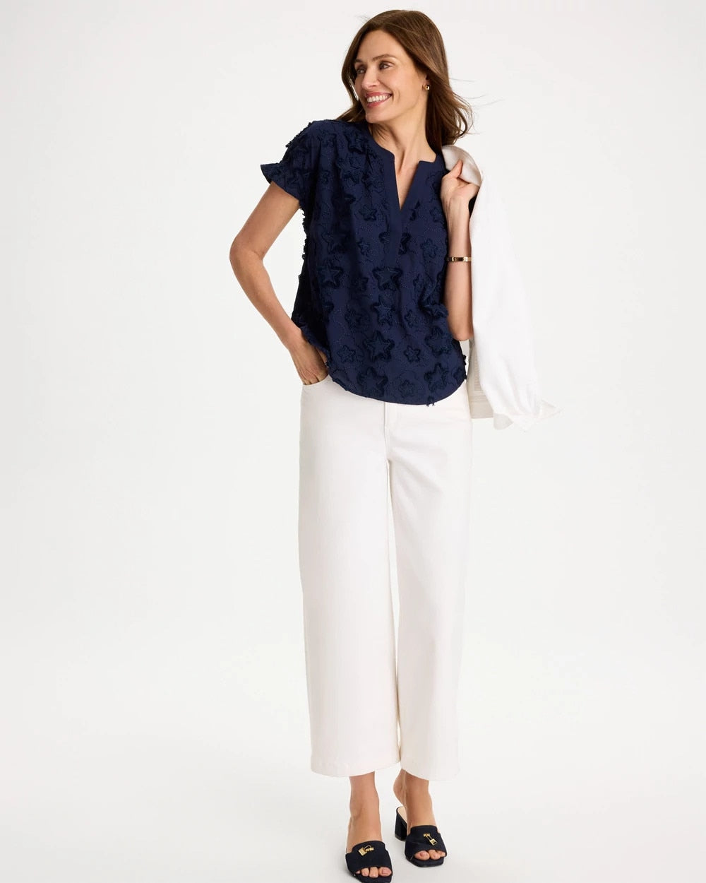 Chico's Trending | Cotton Embroidered Americana Star Blouse