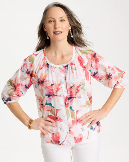 Chico's Classic | Cotton Voile Croix Collage Blouse