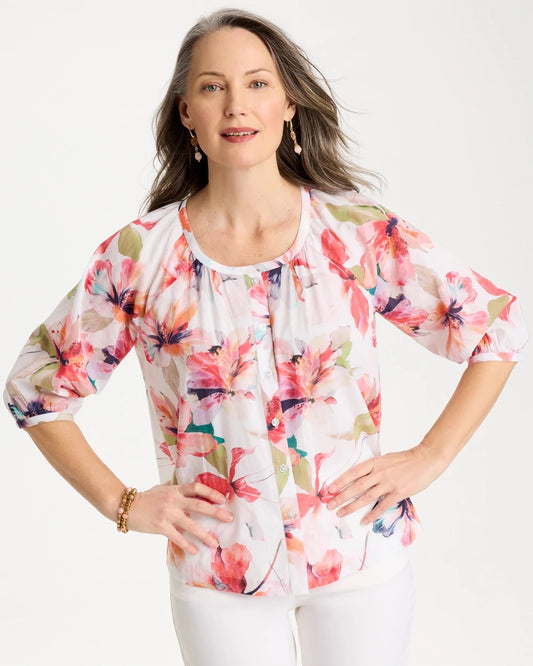 Chico's Classic | Cotton Voile Croix Collage Blouse