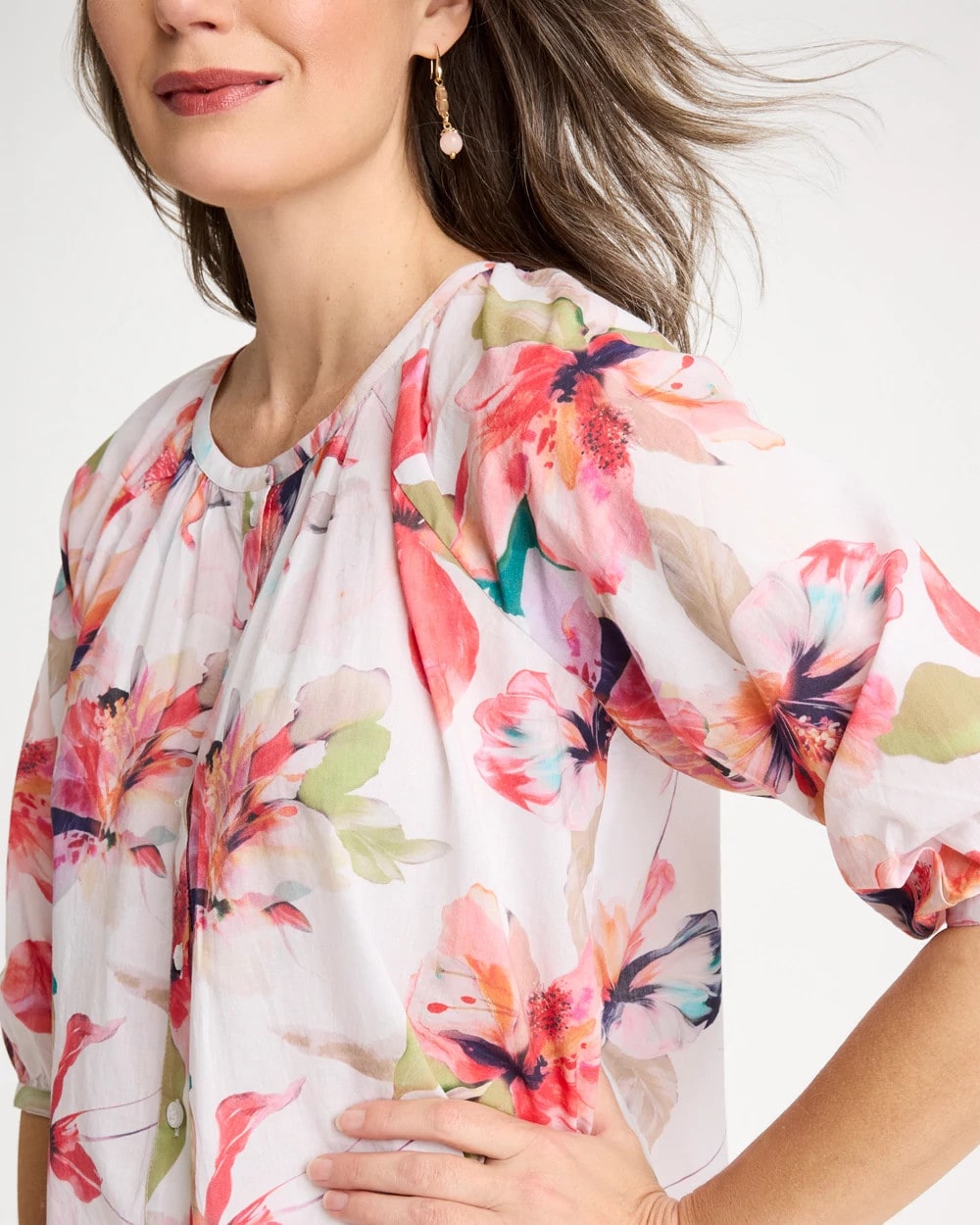 Chico's Classic | Cotton Voile Croix Collage Blouse