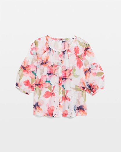 Chico's Classic | Cotton Voile Croix Collage Blouse