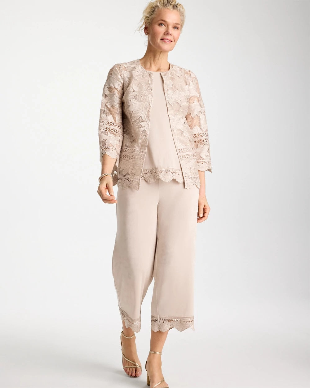 Chico's Exclusive | Travelers™ Lace Trim Cropped Pants