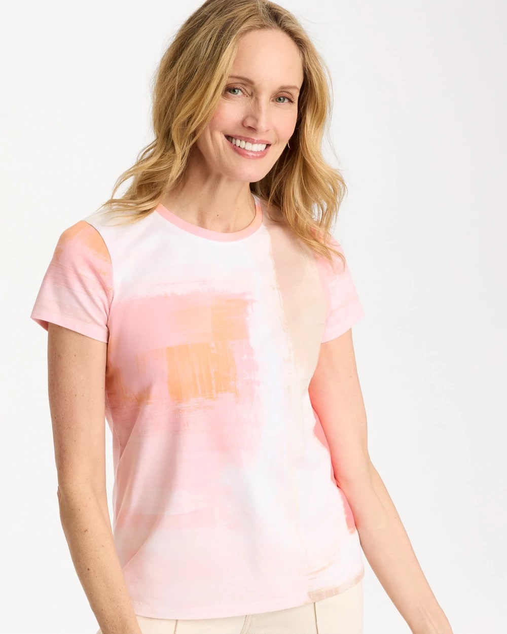 Chico's Value | Cotton Stretch Watercolor Cap Sleeve Tee