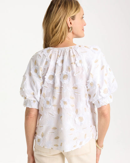 Chico's Smart Buy | Cotton Metallic Applique Embroidered Top
