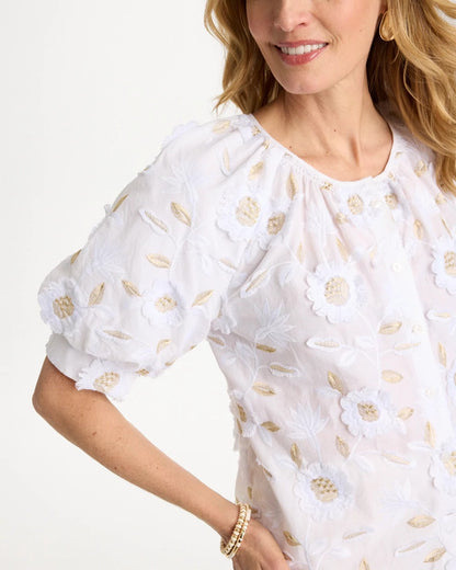 Chico's Smart Buy | Cotton Metallic Applique Embroidered Top