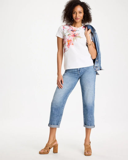 Chico's Discount | Cotton Stretch Ethereal Floral Cap Sleeve Tee