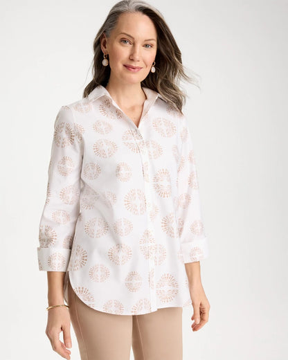 Chico's Top Pick | No Iron™ Stretch Stamped Shirt