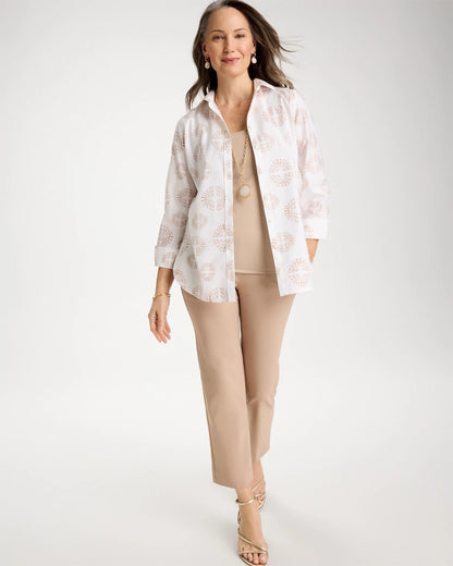 Chico's Top Pick | No Iron™ Stretch Stamped Shirt
