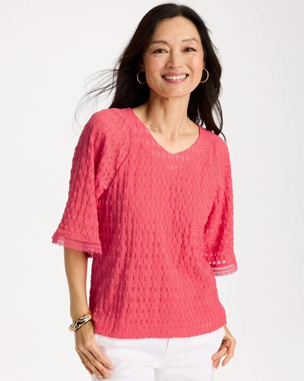 Chico's Featured | Crinkle Lace Knit Raglan Tee