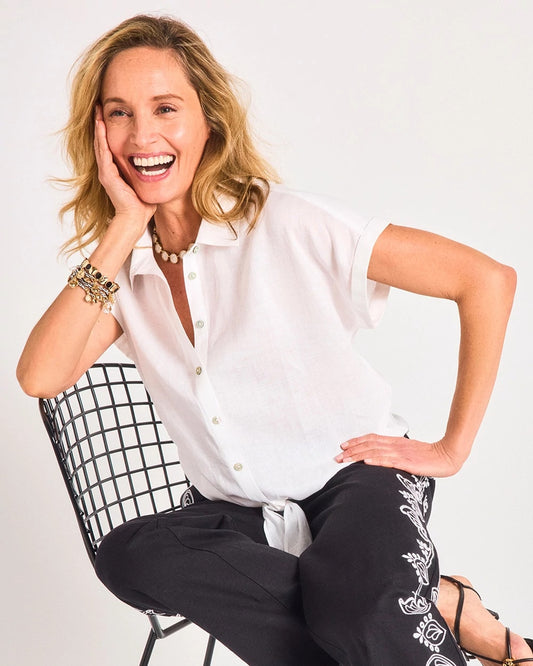 Chico's Special Offer | No Iron™ Linen Tie-Front Cap Sleeve Shirt