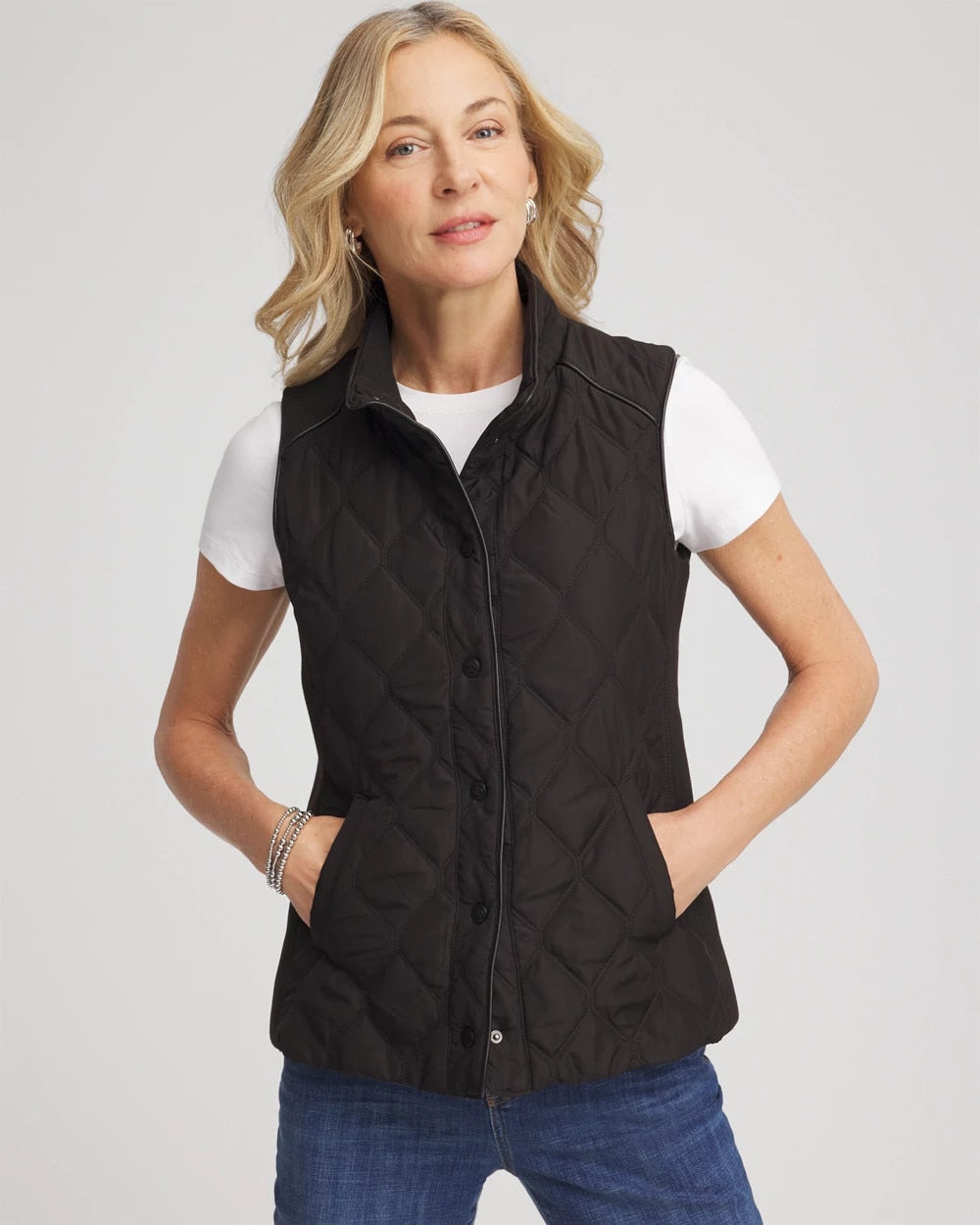 Chico's Best Price | Rib Trim Quilted Vest