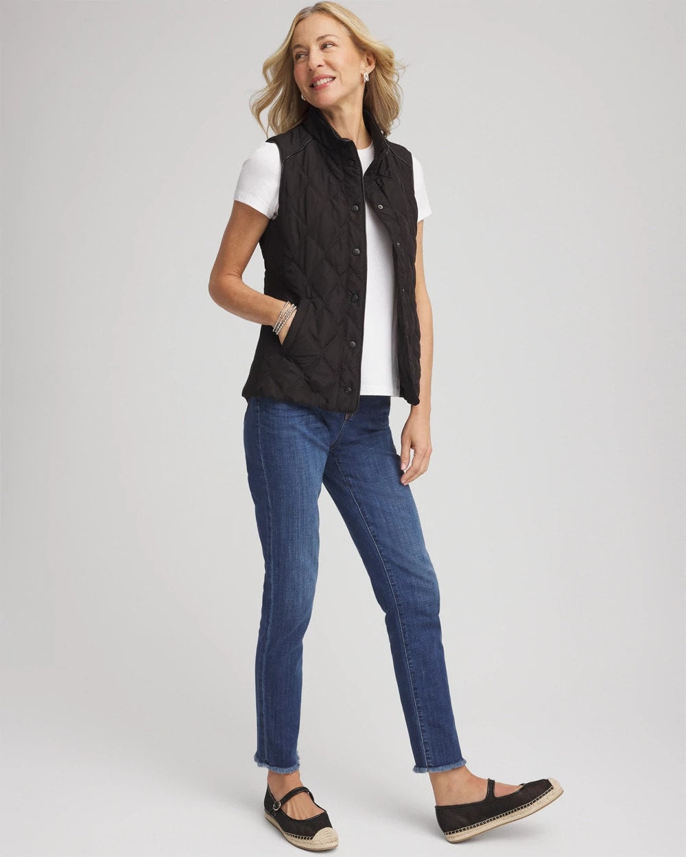 Chico's Best Price | Rib Trim Quilted Vest
