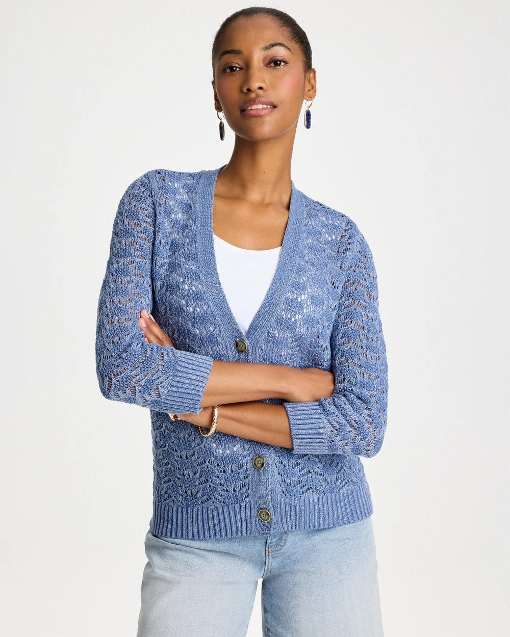 Chico's Quality | Crochet Knit Pointelle Cardigan